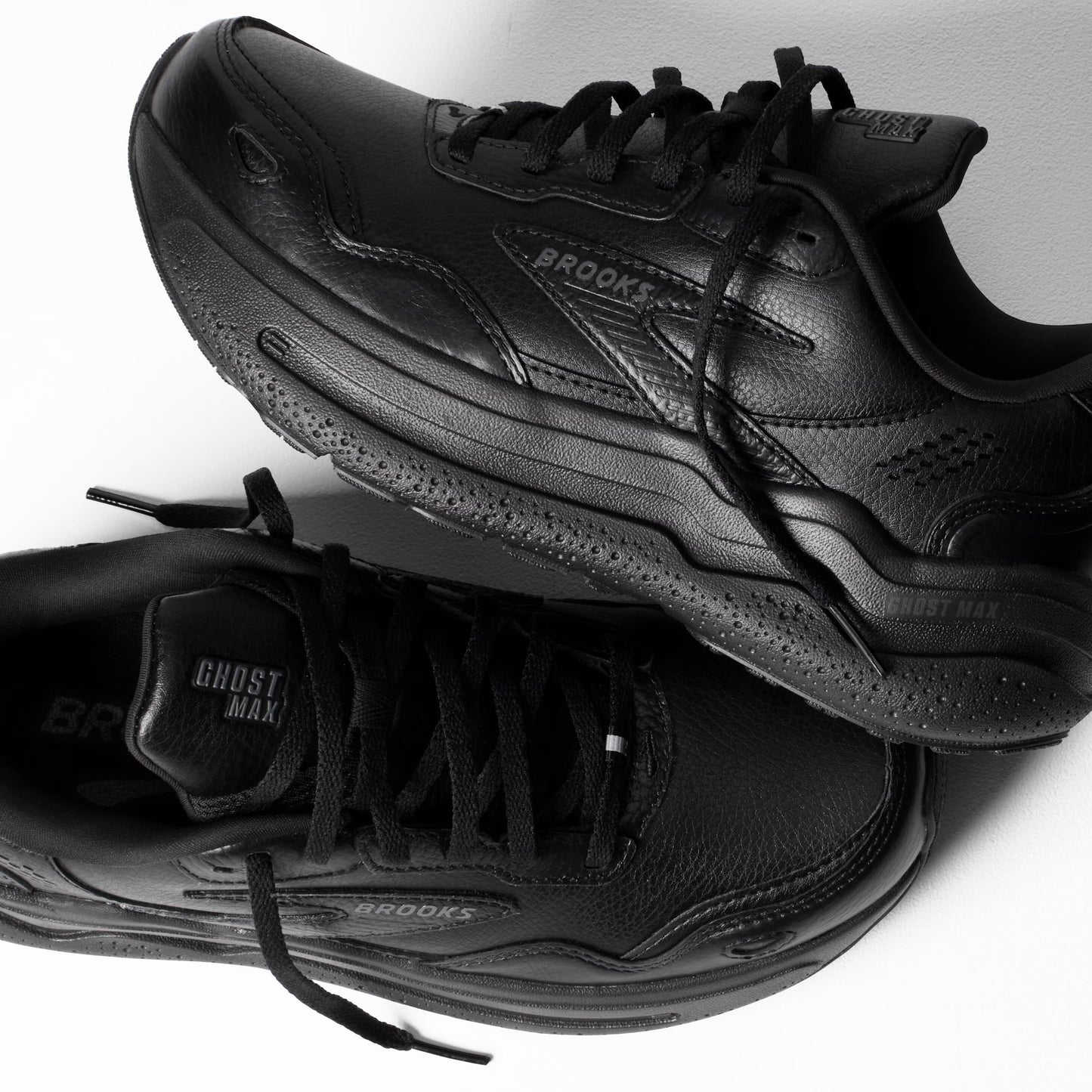 Brooks - Womens Ghost Max Leather - Black/Black