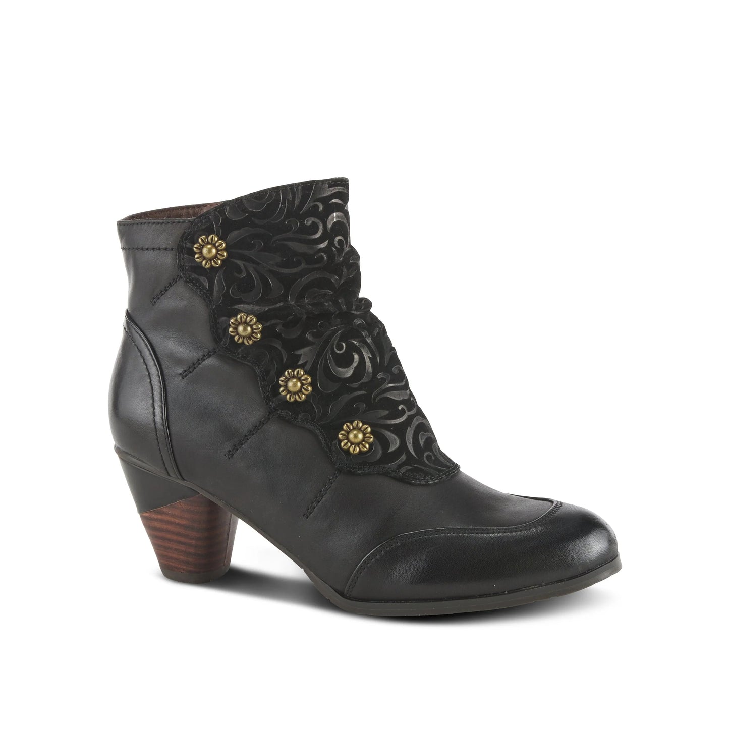 L'Artiste - Belgard Bootie - Black Leather / Embossed Suede