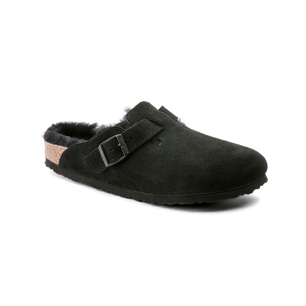 Birkenstock - Boston Shearling - Black Suede Leather