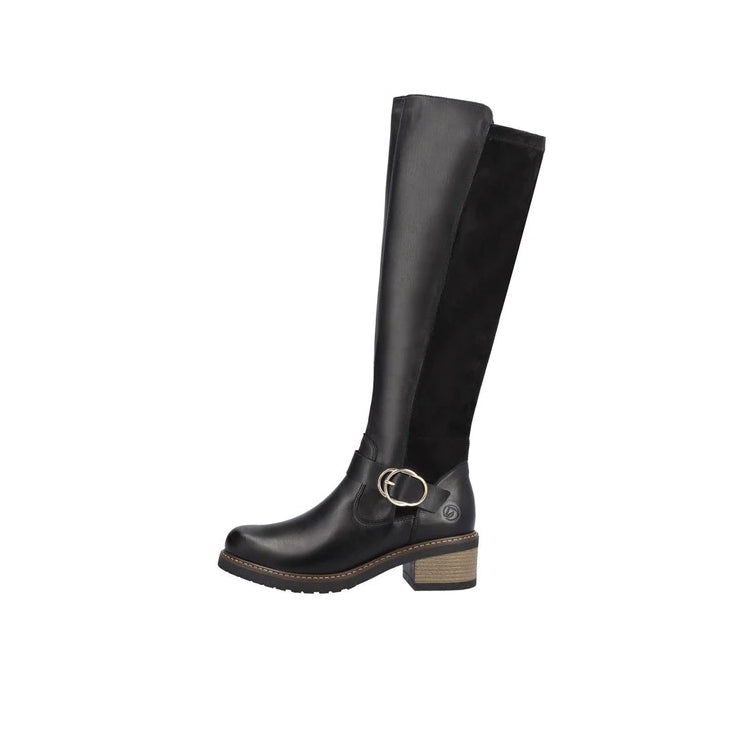 Remonte - Aida 73 - Tall Boot - Black Leather / Stretch Microfiber