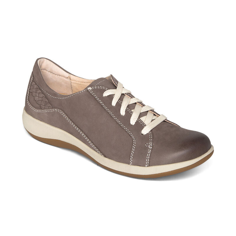 Aetrex - Dana - Lace Up Oxford - Warm Grey Nubuck Leather