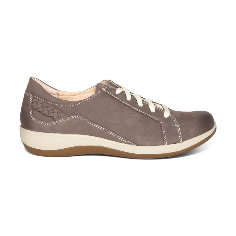 Aetrex - Dana - Lace Up Oxford - Warm Grey Nubuck Leather