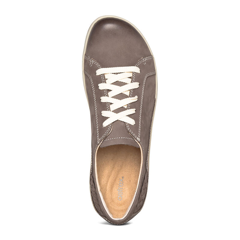 Aetrex - Dana - Lace Up Oxford - Warm Grey Nubuck Leather