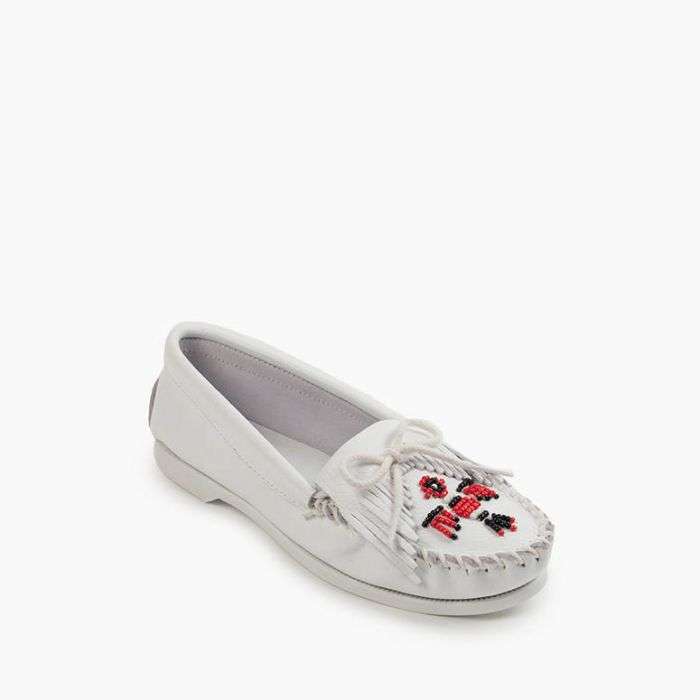 White Minnetonka popular Moccasin Loafer