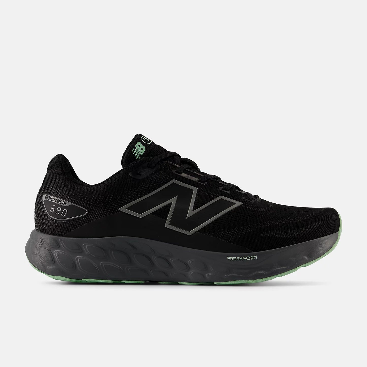 New Balance - Fresh Foam - w680v8 - Waterproof- BLACK / CASTLEROCK / LAB GREEN